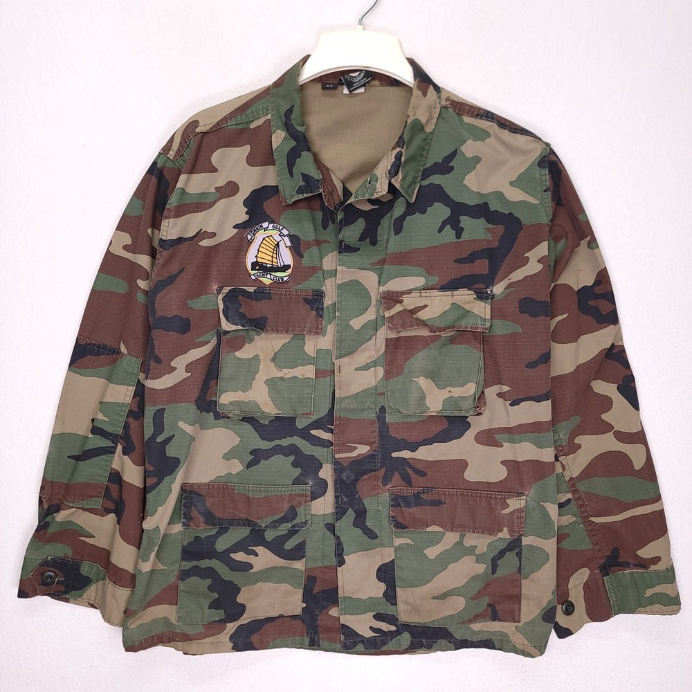 Genuine Gear Mens XL-R Woodland Camo BDU Field Jacket Tonkin Gulf Yacht Club